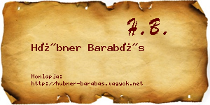 Hübner Barabás névjegykártya